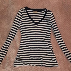 Hollister navy & white striped long sleeve